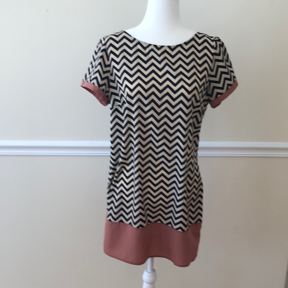 Voxx New York Women’s Short Sleeve Dress Black and Tan Size Large EUC